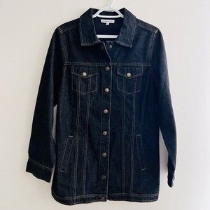 NORTHSTYLE Sz Medium Shirt Jacket Shacket ~ Black Denim Collared Button-Up